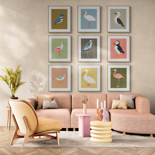 "Birds of a Feather, Flock Together" - 9 Bird Gallery Wall Set - Fine Art Print Collection