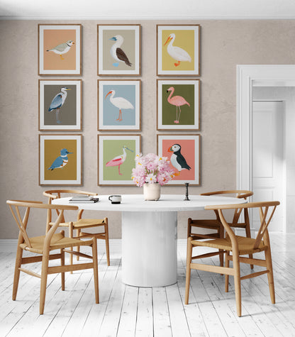 "Birds of a Feather, Flock Together" - 9 Bird Gallery Wall Set - Fine Art Print Collection
